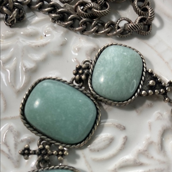 Lucky Brand Elegant Silver and Turquoise Jewelry Necklace Bracelet Set Vintage - Picture 10 of 12